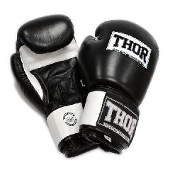 Перчатки боксерские THOR SPARRING 14oz /Кожа /черно-белые || Рукавички боксерські THOR SPARRING 14oz / шкіра / чорно-білі