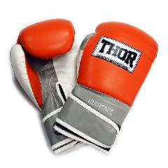 Перчатки боксерские THOR ULTIMATE 10oz /PU /оранжево-бело-серые || Рукавички боксерські THOR ULTIMATE 10oz / PU / оранжево-біло-сірі