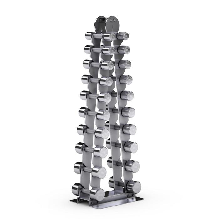 Стойка с 10-ю парами хромированных гантелей Gym80 Basic Dumbell Set 1-10kg in pairs with Rack
