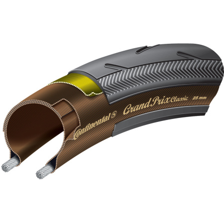 Покрышка Continental Grand Prix Classic - 28" | 700 x 25C, черная/коричневая, складная, skin || Покришка Continental Grand Prix Classic-28" / 700 x 25C, чорна/коричнева, складна, skin