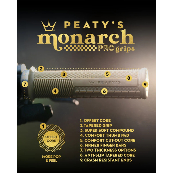 Гріпси Peaty's Monarch Pro Grip, Mushroom Trail Comfort, Thin 30>32mm, Black