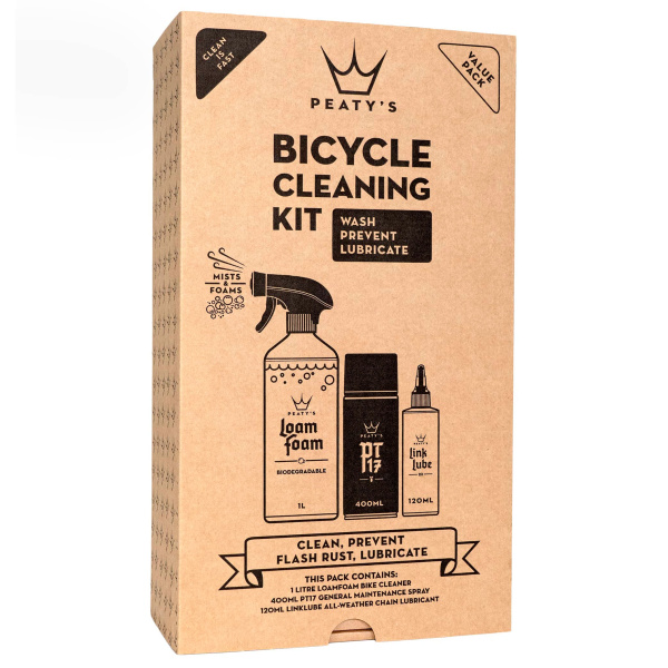 Набір для мийки Peaty's Cleaning Gift Pack, шампунь 1L / Спрей PT17 400ml / мастило для ланцюга 120ml, All-Weather