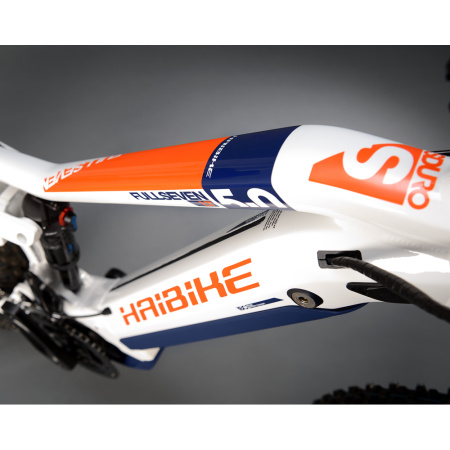 Электровелосипед Haibike SDURO FullSeven LT 5.0 i500Wh 20 s. XT 27,5", рама L, бело-синий-оранжевый, 2020 || Електровелосипед Haibike SDURO FullSeven LT 5.0 i500Wh 20 s. XT 27,5", рама L, Біло-синій-помаранчевий, 2020