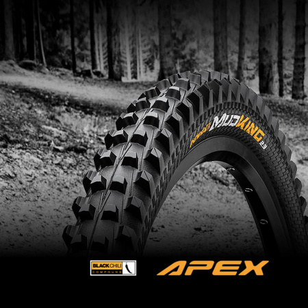 Покрышка Continental MudKing, 26"x2.30, 57-559, черная, не складная, BlackChili, Apex, Skin, 1100гр. || Покришка Continental MudKing, 26 " x2.30, 57-559, Чорна, не складна, BlackChili, Apex, Skin, 1100гр.