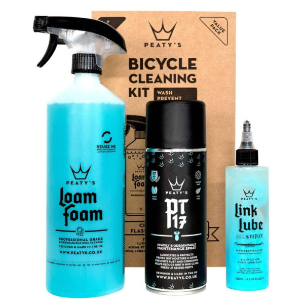 Набір для мийки Peaty's Cleaning Gift Pack, шампунь 1L / Спрей PT17 400ml / мастило для ланцюга 120ml, All-Weather