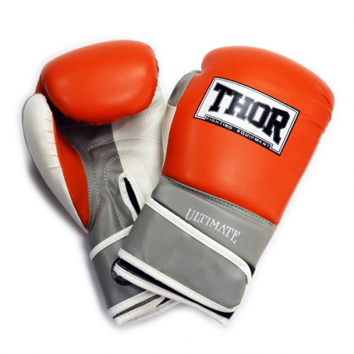 Перчатки боксерские THOR ULTIMATE 12oz /PU /оранжево-бело-серые