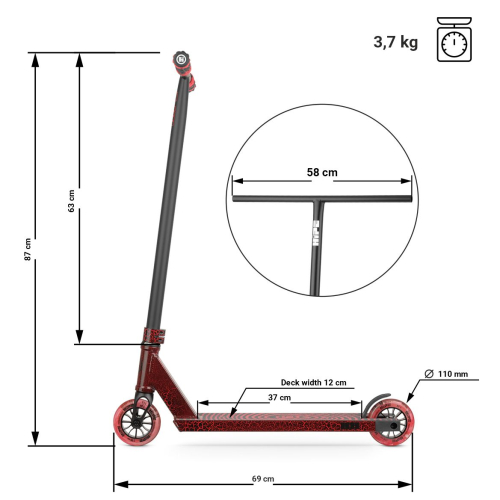 Самокат трюковий Hipe H11 Magma (black/red)