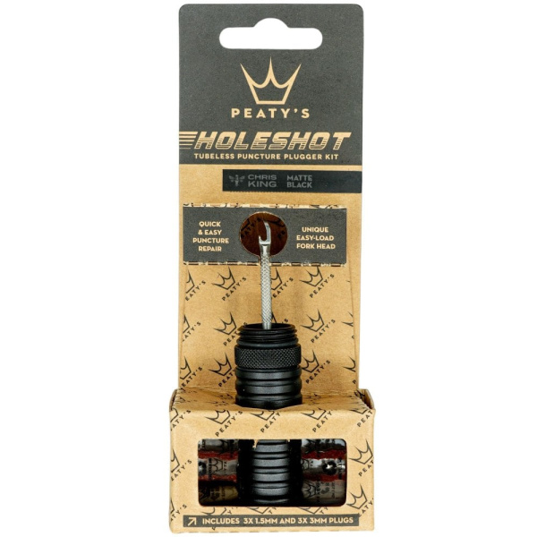 Ремкомплект для безкамерки Peaty's Holeshot Tubeless Puncture Plugger Kit, Black